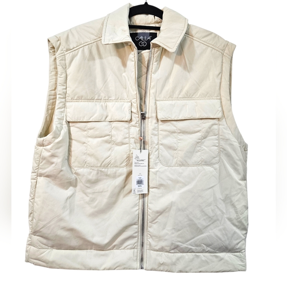 NWT Calia Fashion Zip Vest in Light Sand Size Small